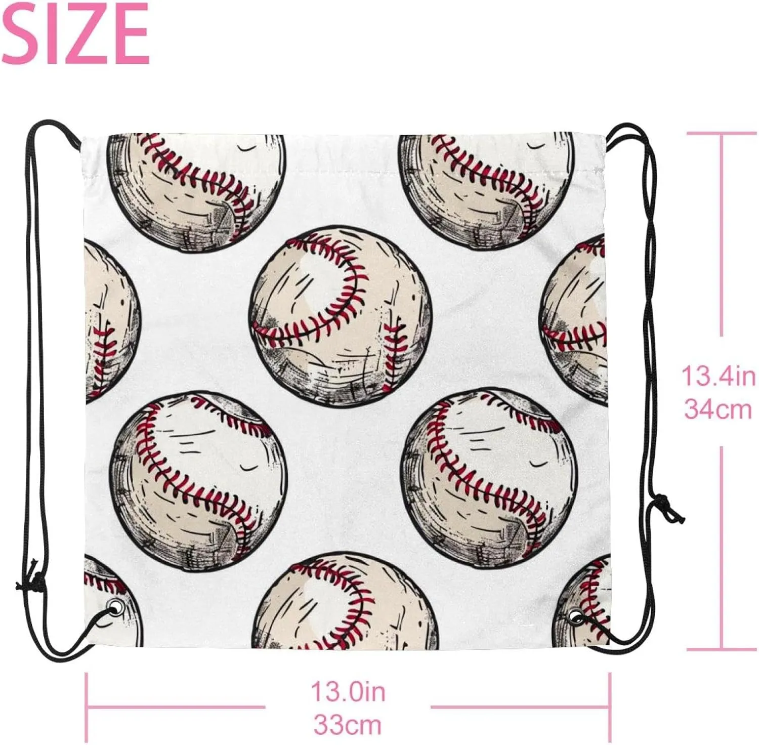 2 Pcs Baseball Ball Background Drawstring Backpack Drawstring Gym Bag Draw String Bag for Sports, Gym, Travel, Swimming, Beach