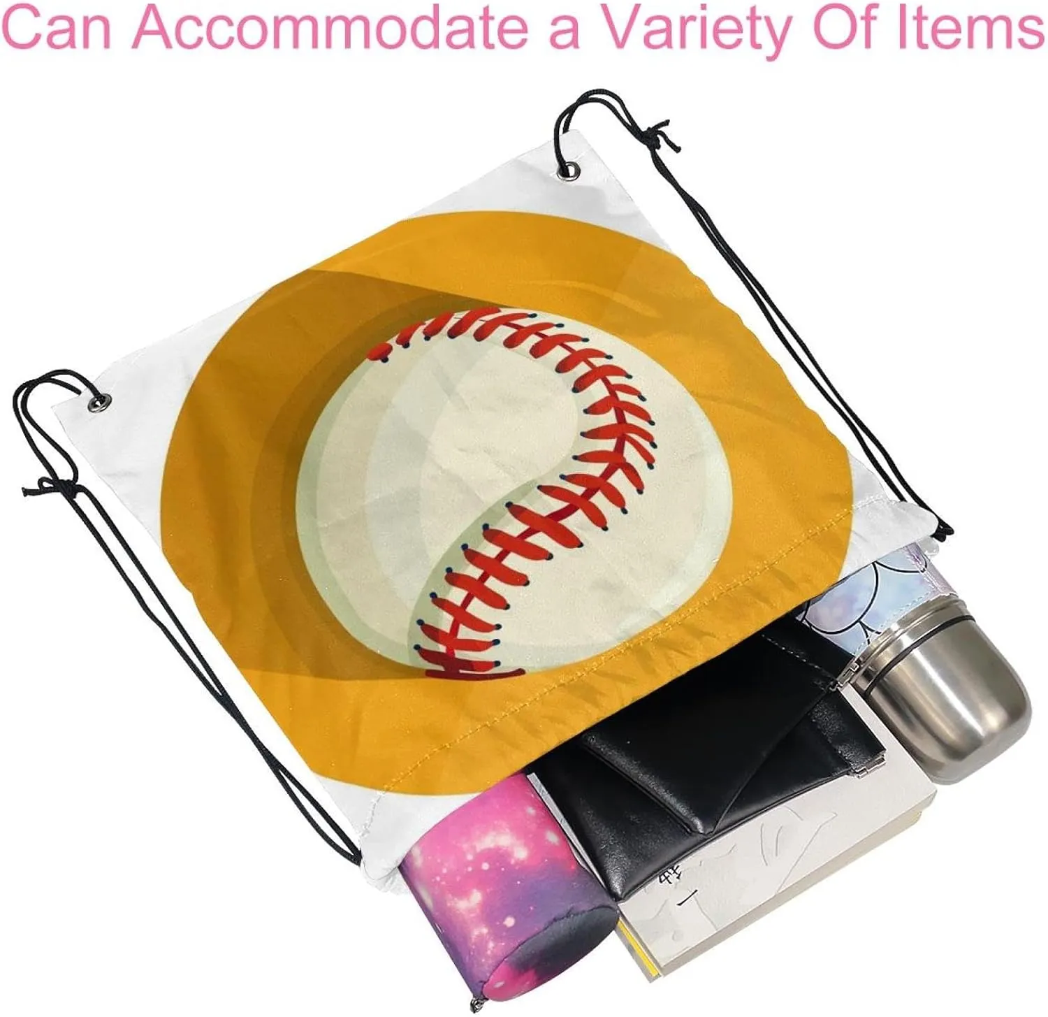 2 Pcs Baseball Ball Background Drawstring Backpack Drawstring Gym Bag Draw String Bag for Sports, Gym, Travel, Swimming, Beach