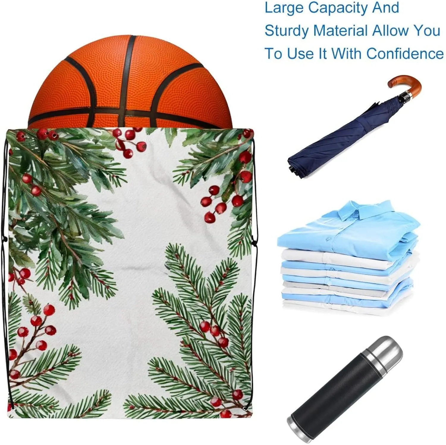 2 Pcs Christmas 1_93 Drawstring Backpack String Bag Sports Sack pack Gym Sack Side Pocket for Men Women