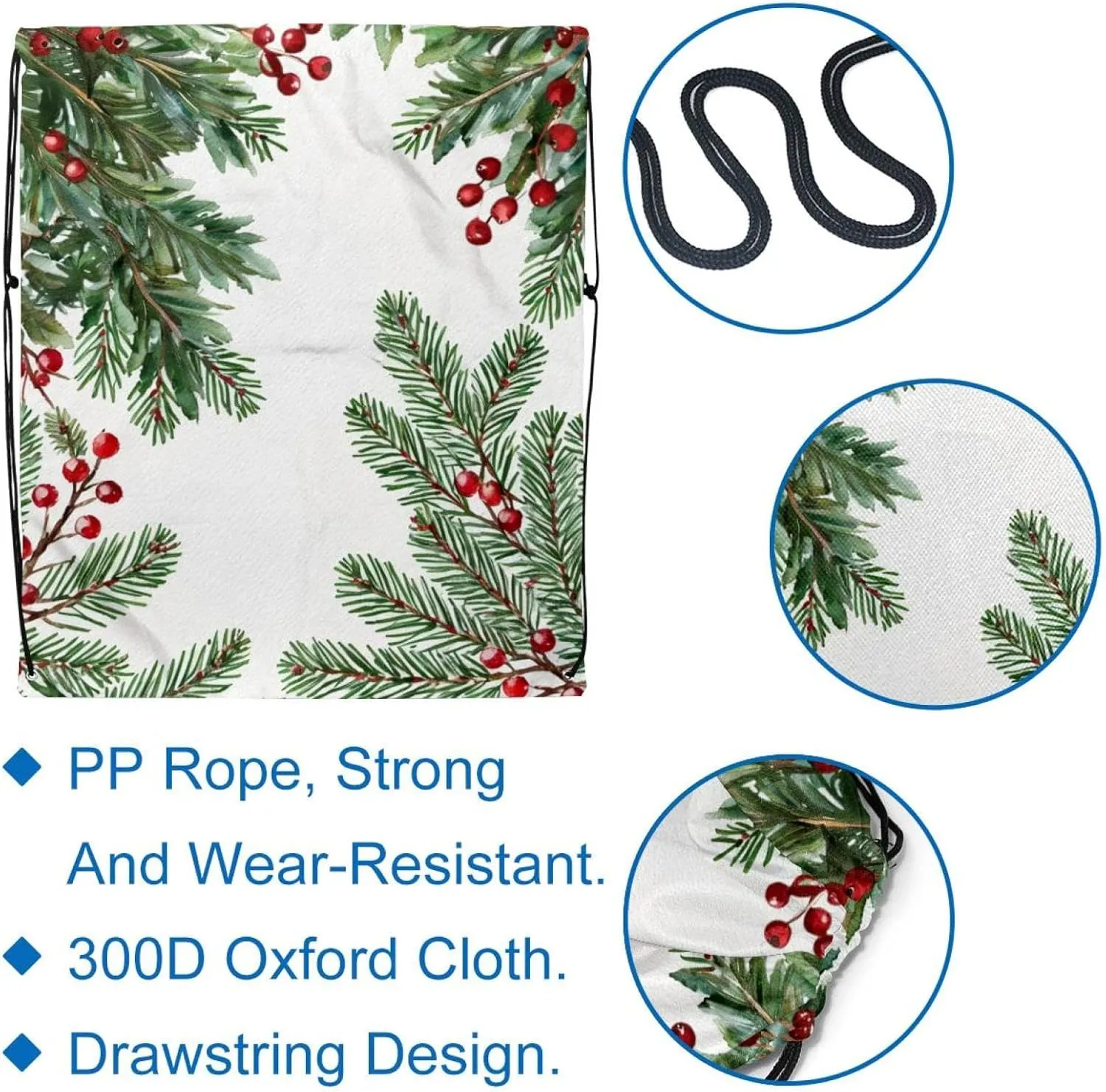 2 Pcs Christmas 1_93 Drawstring Backpack String Bag Sports Sack pack Gym Sack Side Pocket for Men Women