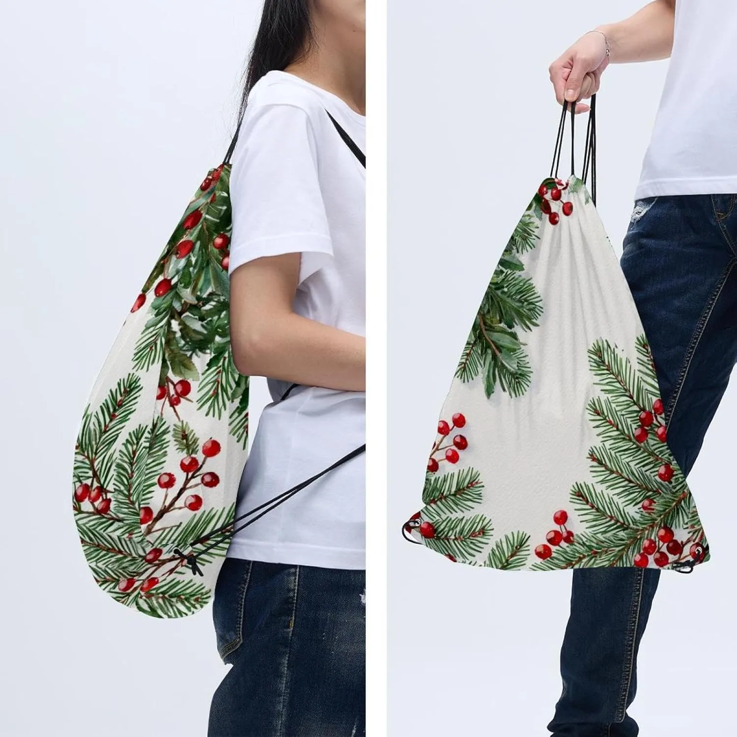 2 Pcs Christmas 1_93 Drawstring Backpack String Bag Sports Sack pack Gym Sack Side Pocket for Men Women