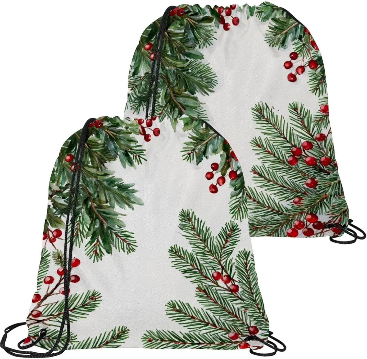 2 Pcs Christmas 1_93 Drawstring Backpack String Bag Sports Sack pack Gym Sack Side Pocket for Men Women