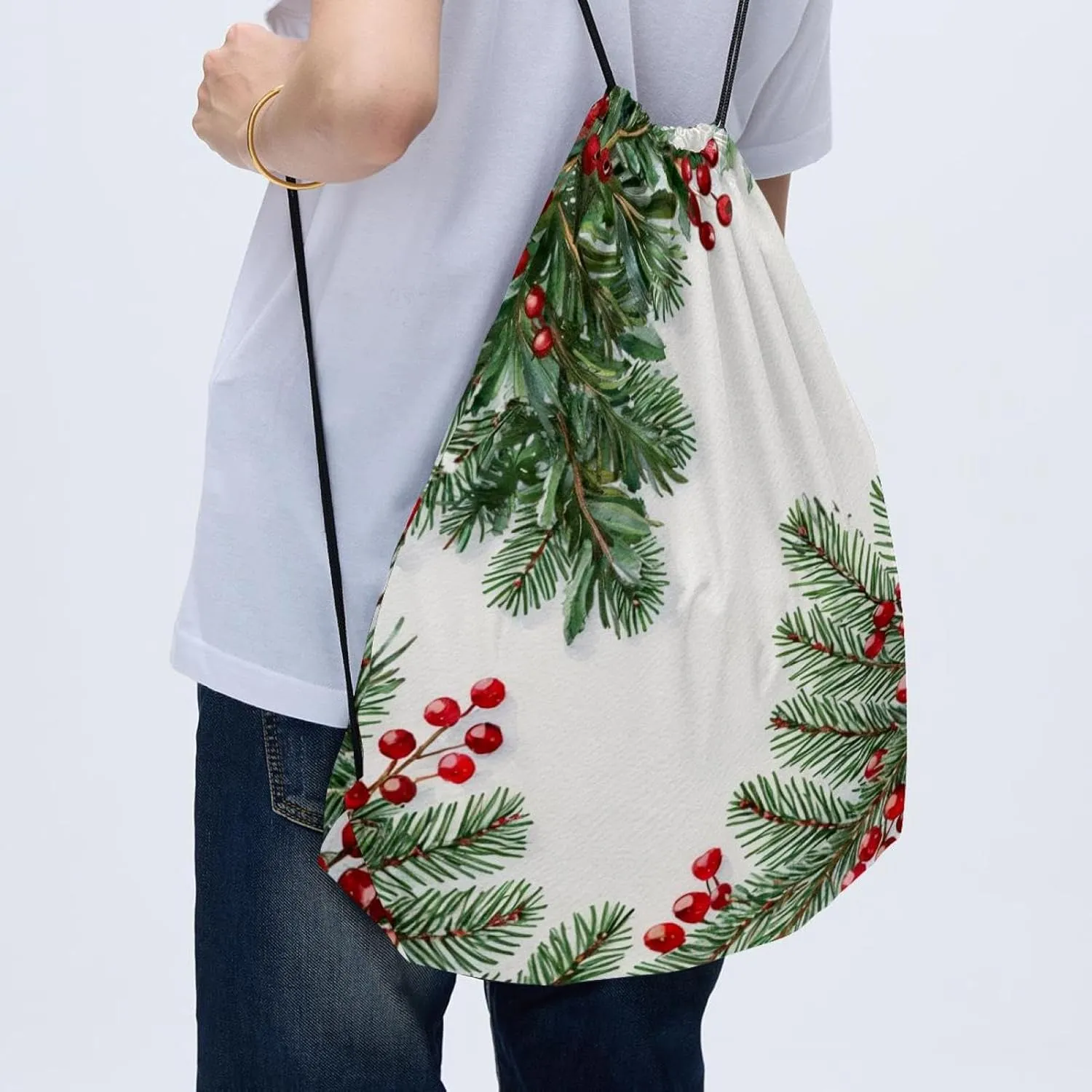 2 Pcs Christmas 1_93 Drawstring Backpack String Bag Sports Sack pack Gym Sack Side Pocket for Men Women