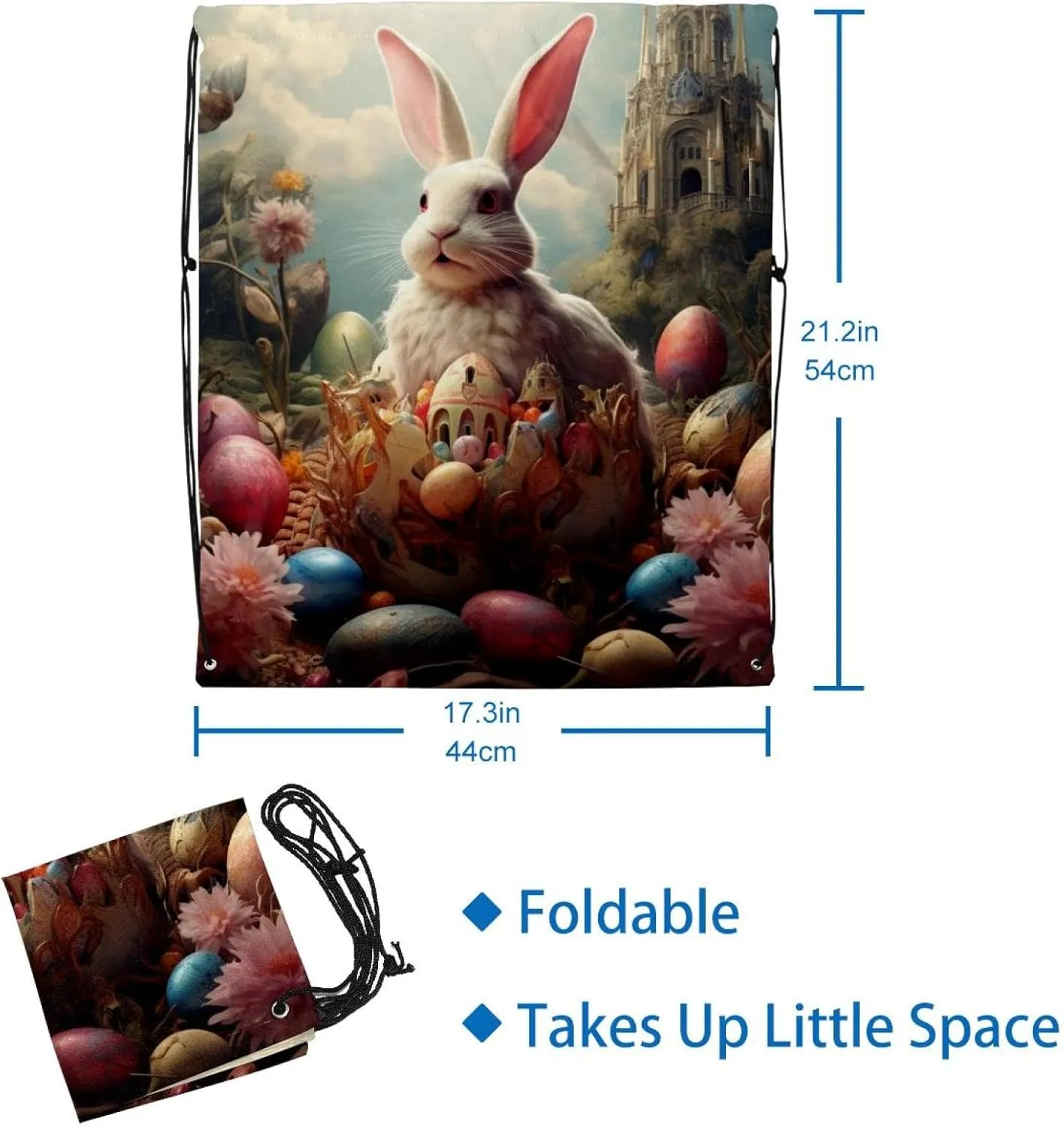 2 Pcs Easter Drawstring Backpack Bag Sport Gym Sack pack
