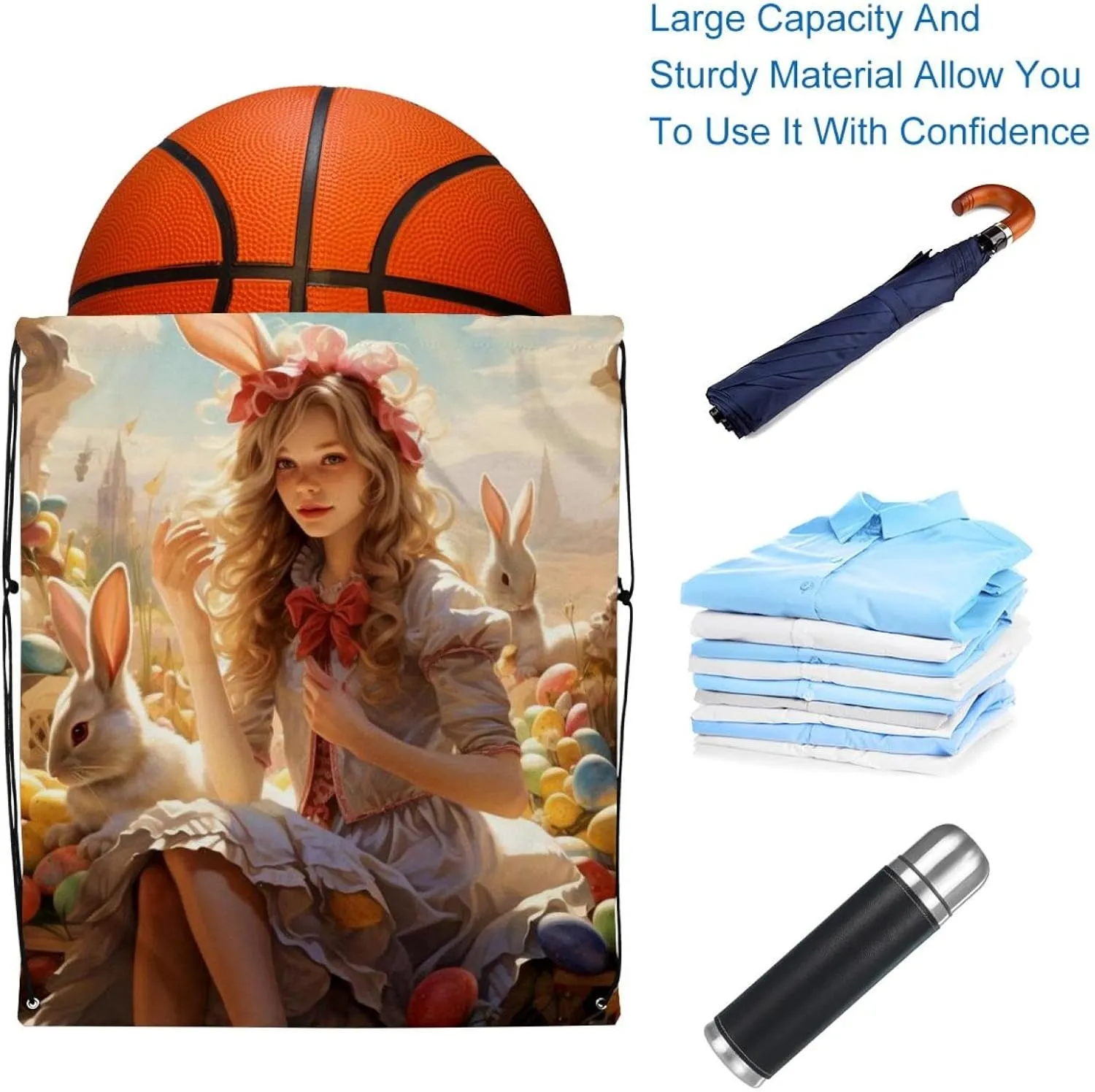2 Pcs Easter Drawstring Backpack Bag Sport Gym Sack pack