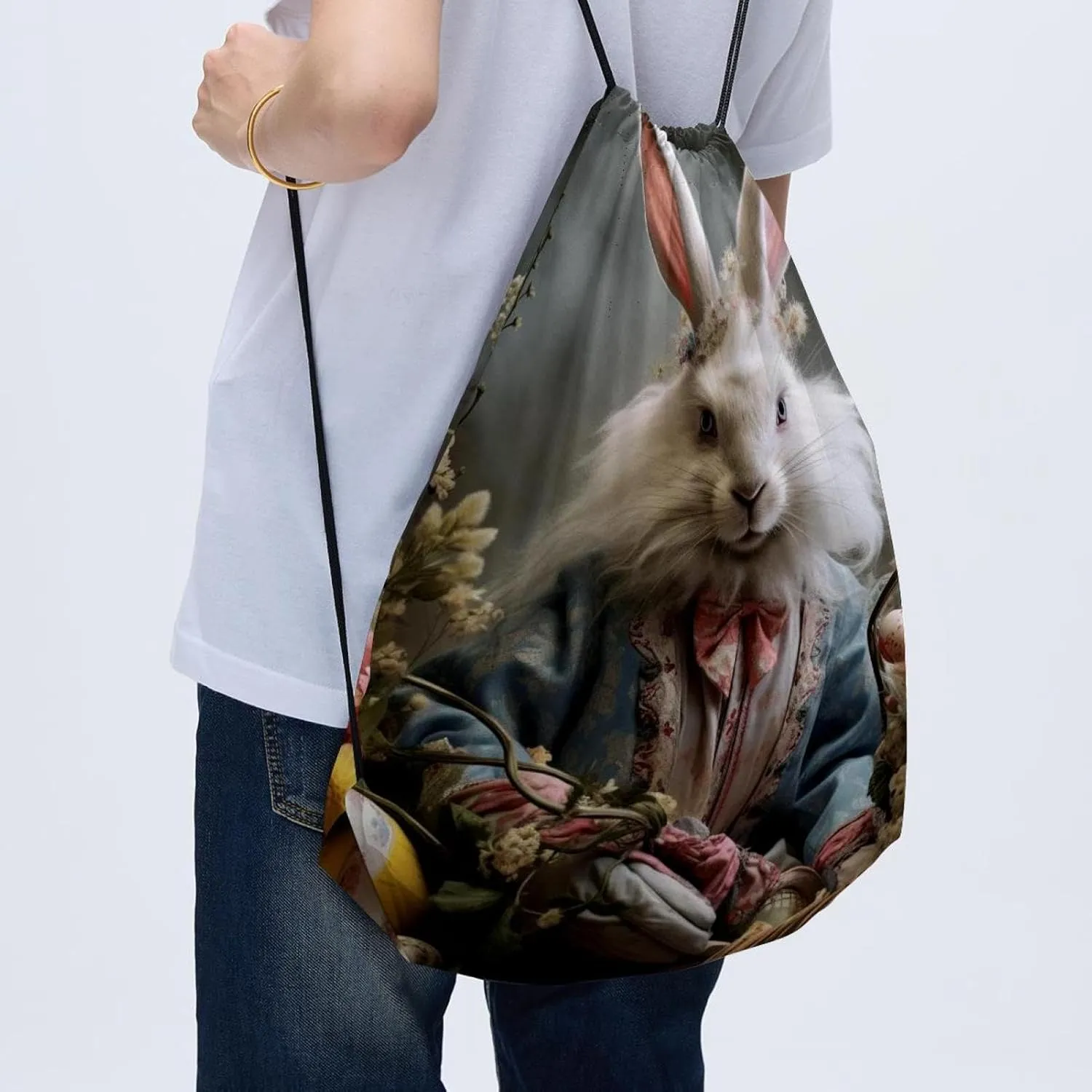 2 Pcs Easter Drawstring Backpack Drawstring Gym Bag Draw String Bag for Sports, Gym, Travel, Swimming, Beach