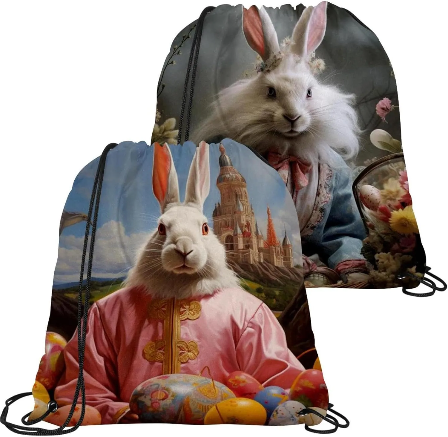 2 Pcs Easter Drawstring Backpack Drawstring Gym Bag Draw String Bag for Sports, Gym, Travel, Swimming, Beach
