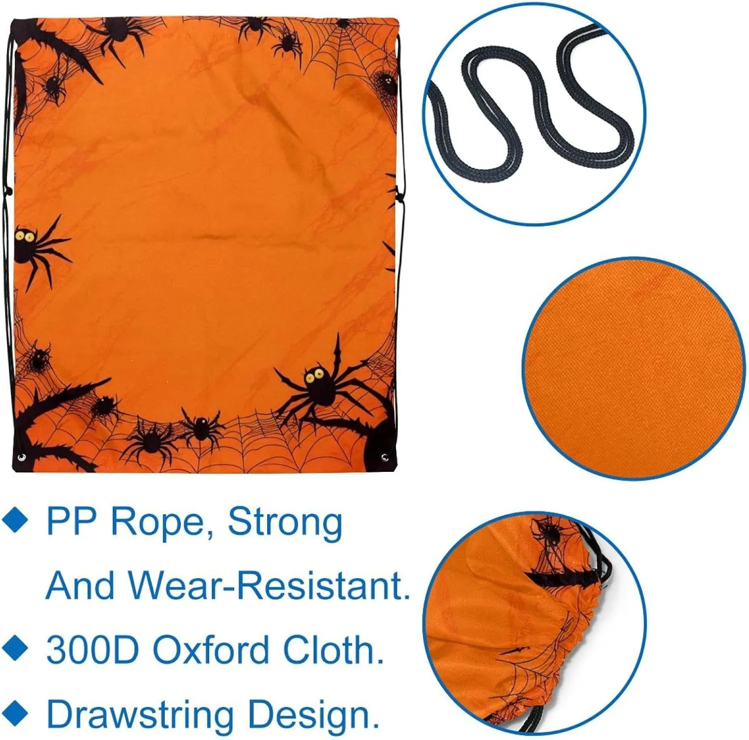 2 Pcs Halloween Cobweb and Spiders 1_195 Drawstring Backpack String Bag Sports Sack pack Gym Sack Side Pocket for Men Women