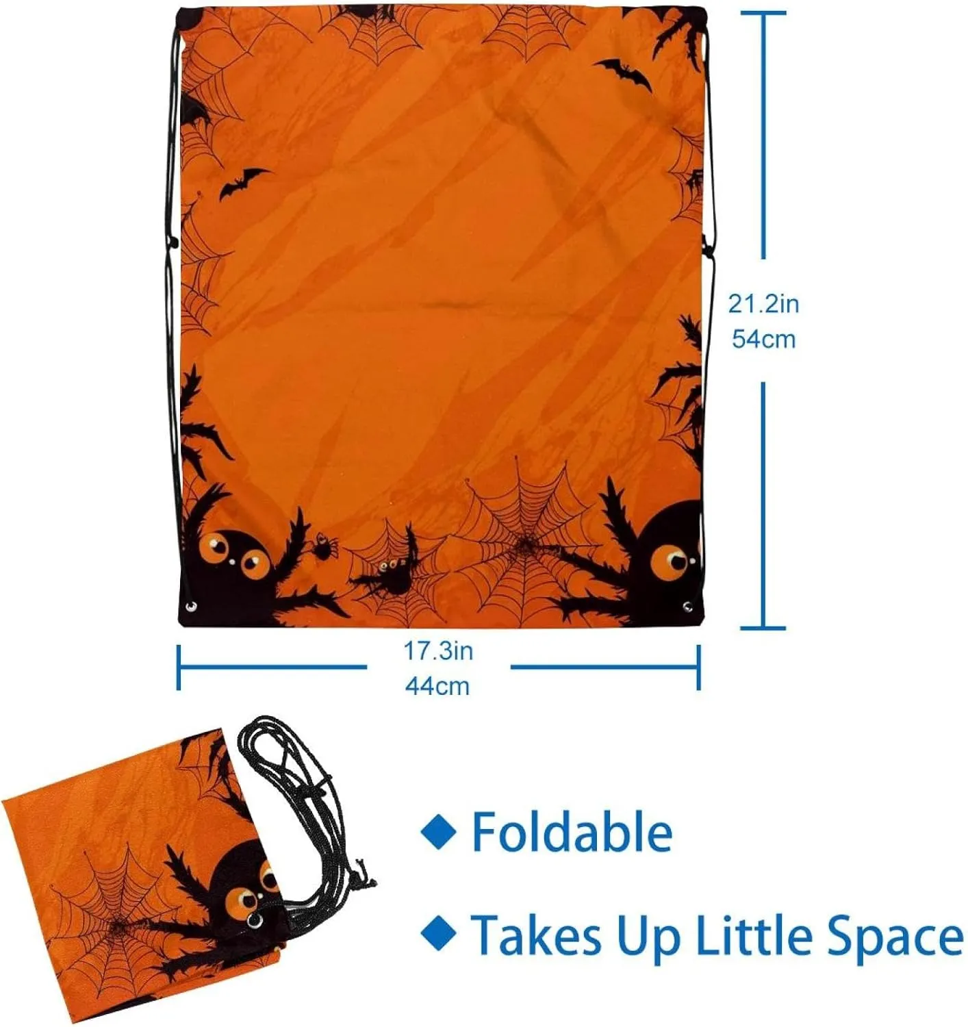 2 Pcs Halloween Cobweb and Spiders 1_195 Drawstring Backpack String Bag Sports Sack pack Gym Sack Side Pocket for Men Women