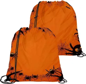 2 Pcs Halloween Cobweb and Spiders 1_195 Drawstring Backpack String Bag Sports Sack pack Gym Sack Side Pocket for Men Women