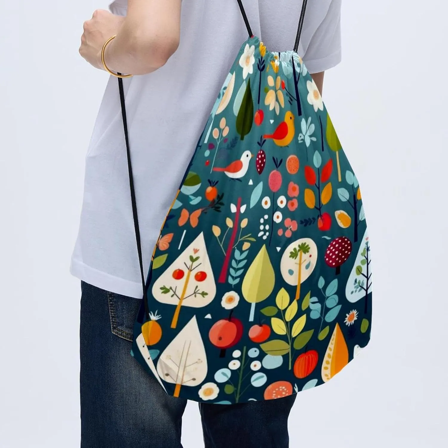 2 Pcs Topographic Map Drawstring Backpack Sports Gym Sack pack String Bag for Women Men