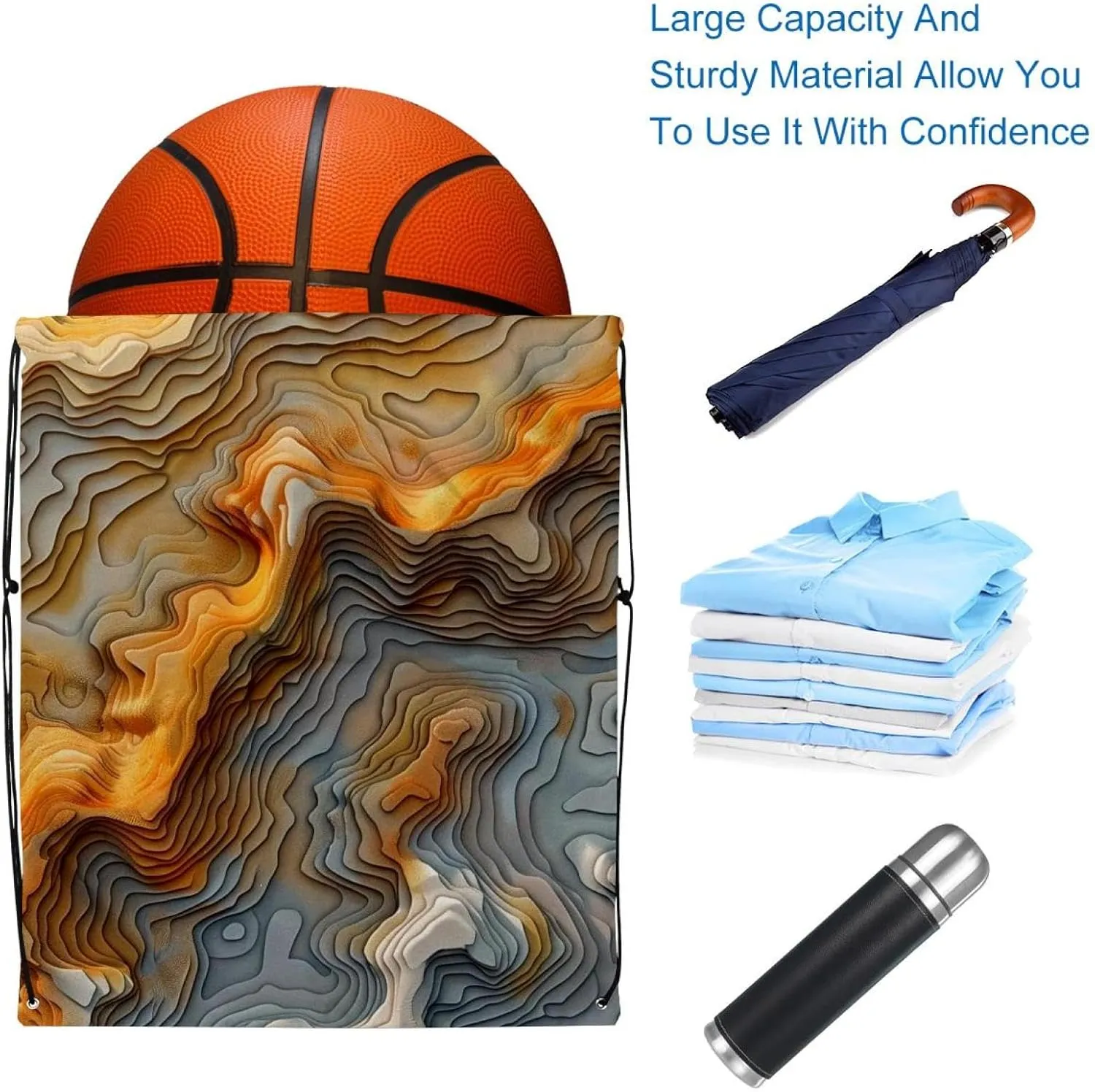2 Pcs Topographic Map Drawstring Backpack Sports Gym Sack pack String Bag for Women Men
