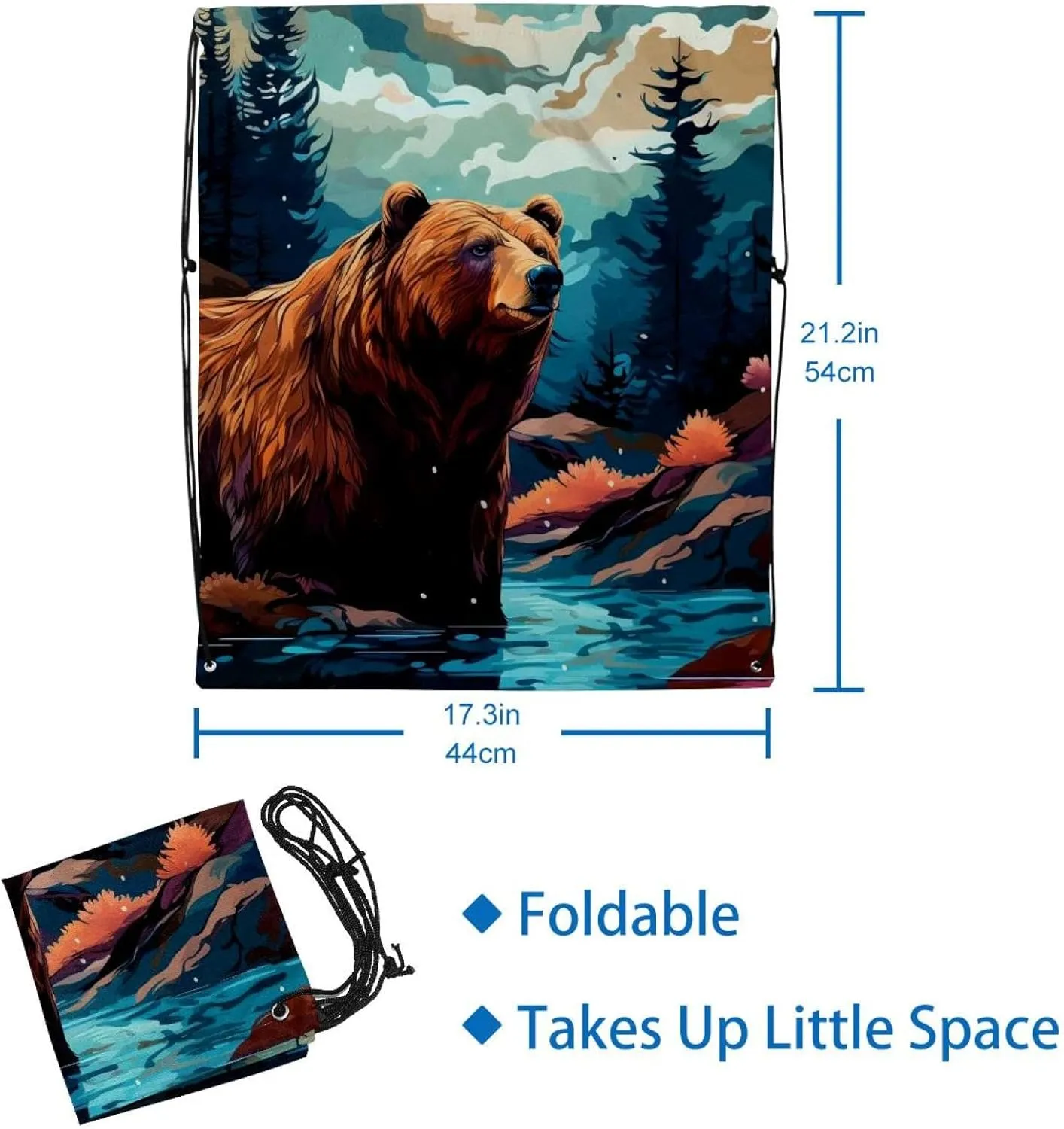 2 Pieces Bear Drawstring Backpack for Party Gym Sport Trip