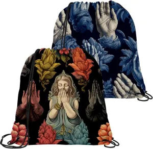 2 Pieces Drawstring Backpacks, Praying hands Draw String Back Bag Drawstring Bags for Sports, Gym, Travel, Swimming, Beach
