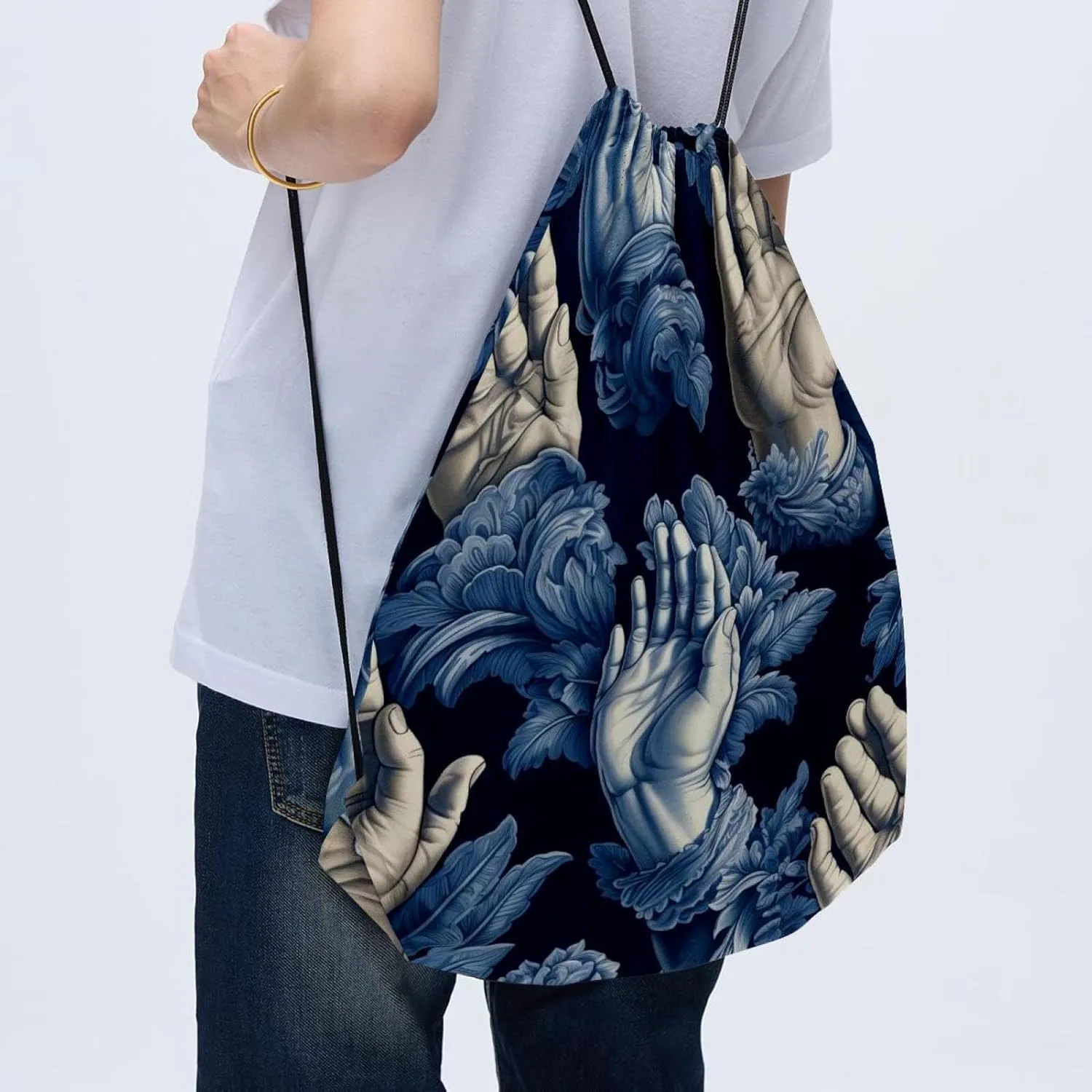 2 Pieces Drawstring Backpacks, Praying hands Draw String Back Bag Drawstring Bags for Sports, Gym, Travel, Swimming, Beach