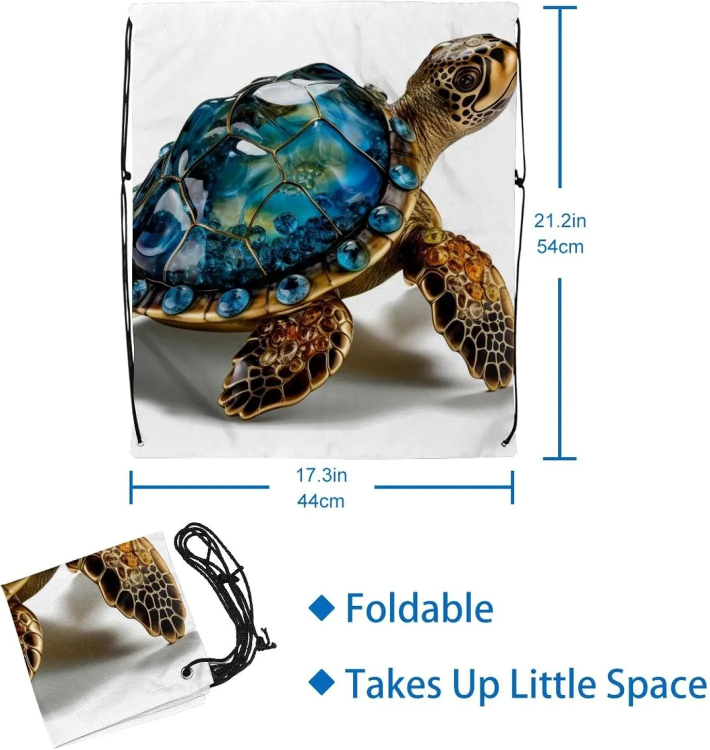 2 Pieces Sea Turtle Drawstring Backpack for Party Gym Sport Trip