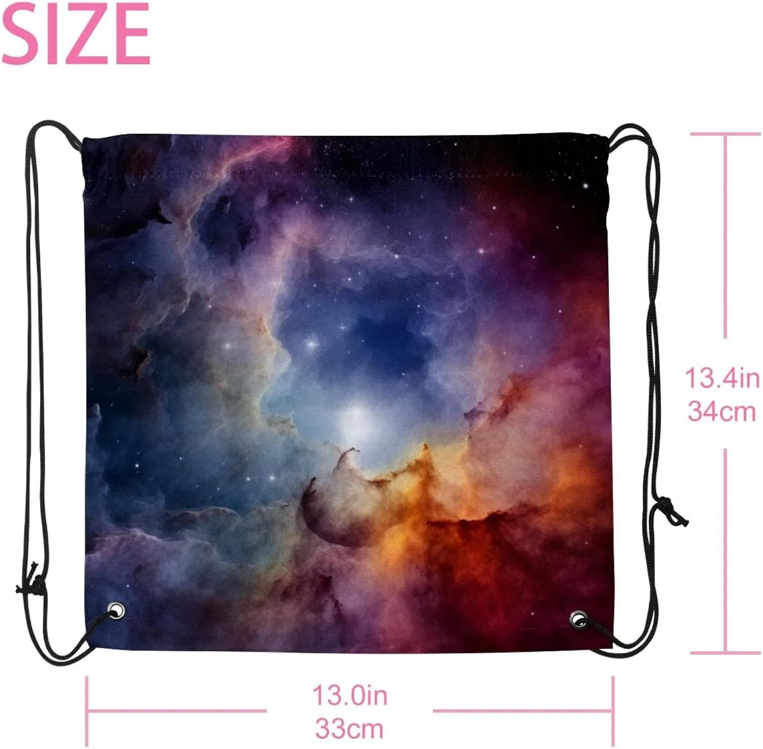 2 Pieces Stars Nebula Drawstring Backpack for Party Gym Sport Trip