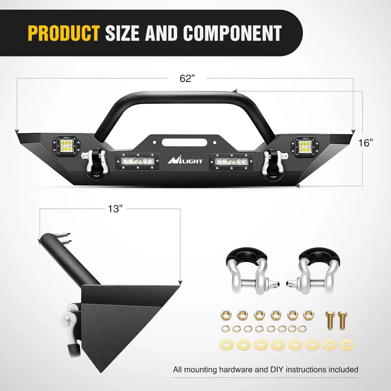 2007-2018 Jeep Wrangler JK/JKU Front Bumper Rock Crawler Winch Plate