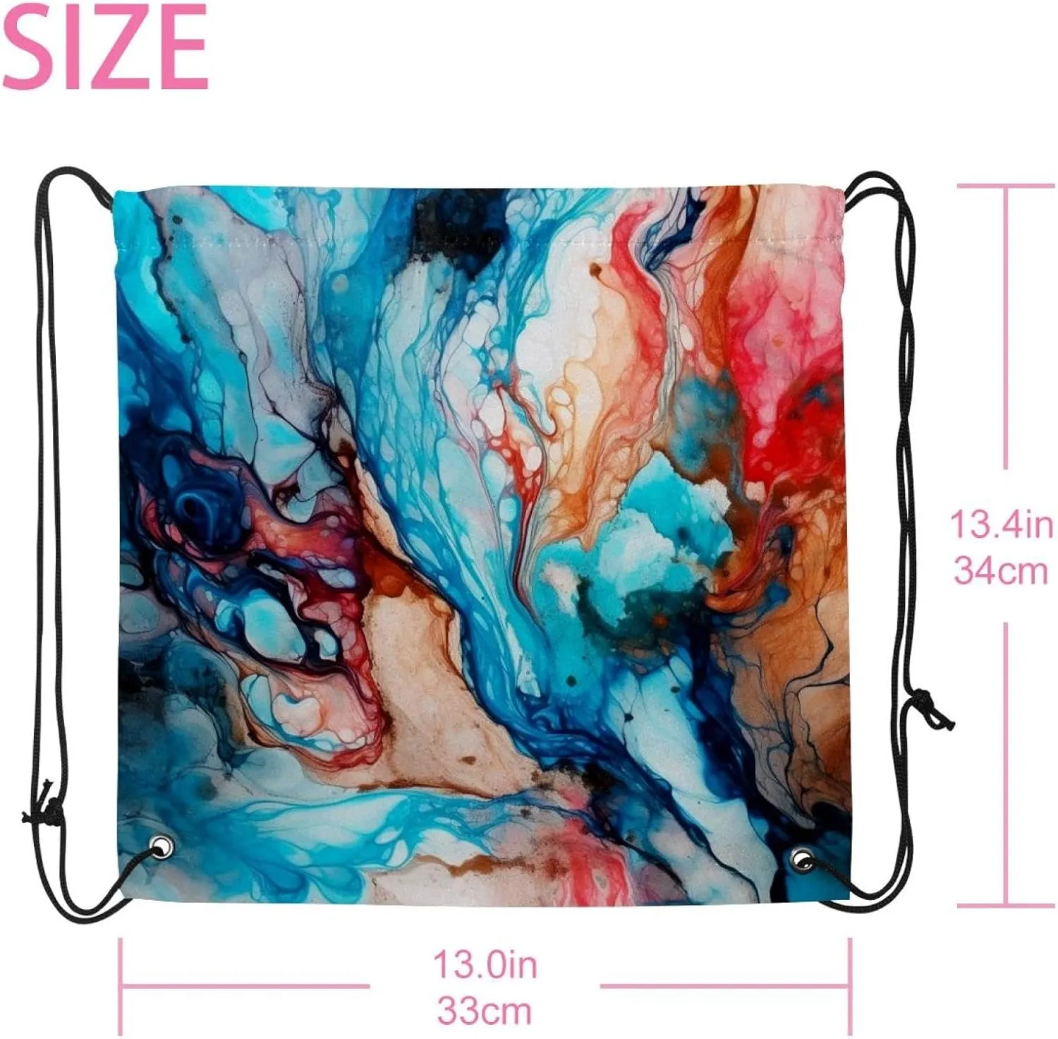 2PCS Marble Draw String Bags Drawstring Backpack for Sports, Gym, Travel, Swimming, Beach