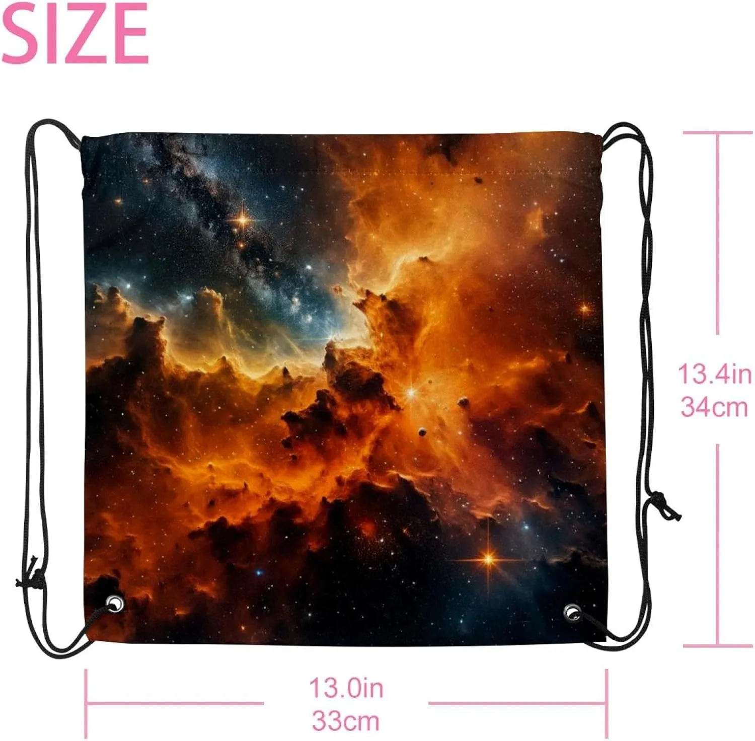 2PCS Stars Nebula Drawstring Bags Drawstring Gym Bag