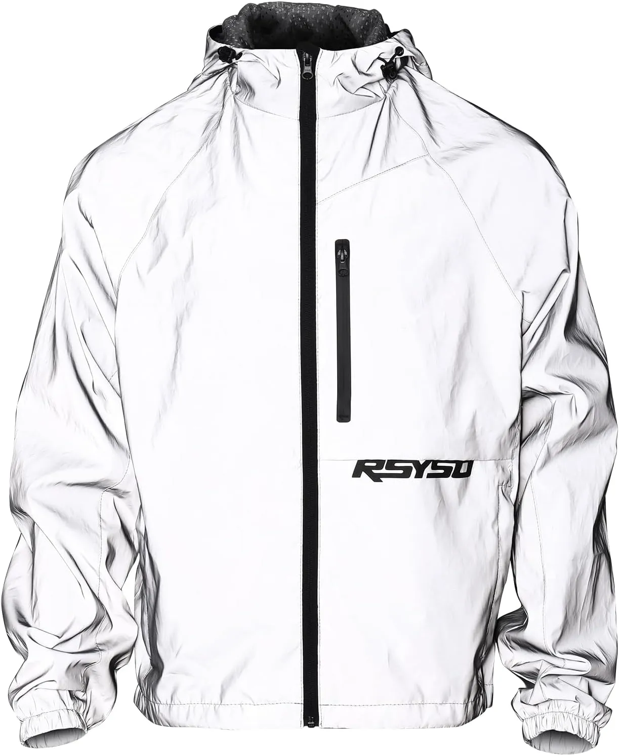 360° Men's Reflective Jacket Windbreaker Waterproof Zipper Breathable for Night Cycling, Motorcycle, Running, Hiking