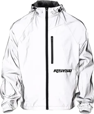 360° Men's Reflective Jacket Windbreaker Waterproof Zipper Breathable for Night Cycling, Motorcycle, Running, Hiking
