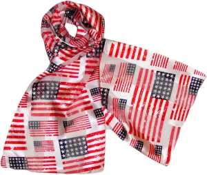 American Flag Independence Day 4th of July Long Lightweight Patriotic Scarf