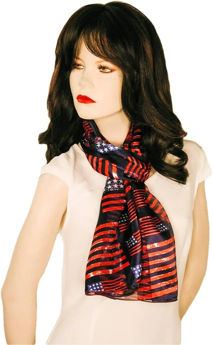 American Flag Independence Day 4th of July Long Lightweight Patriotic Scarf