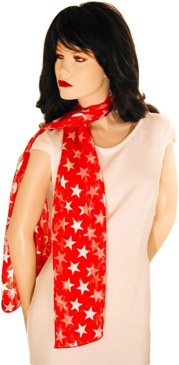 American Flag Independence Day 4th of July Long Lightweight Patriotic Scarf