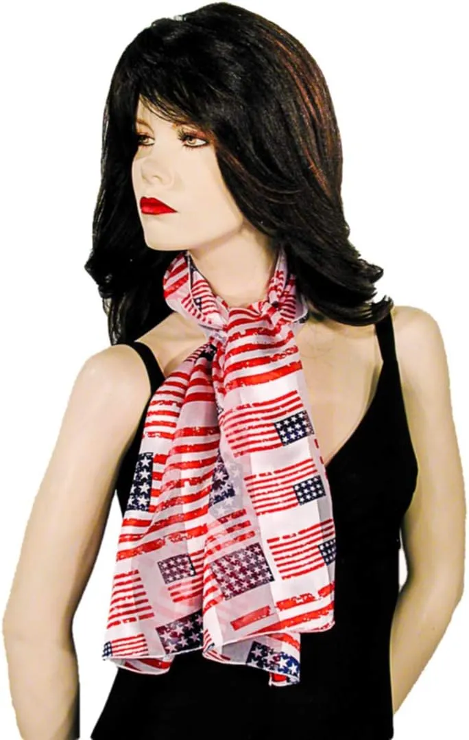 American Flag Independence Day 4th of July Long Lightweight Patriotic Scarf