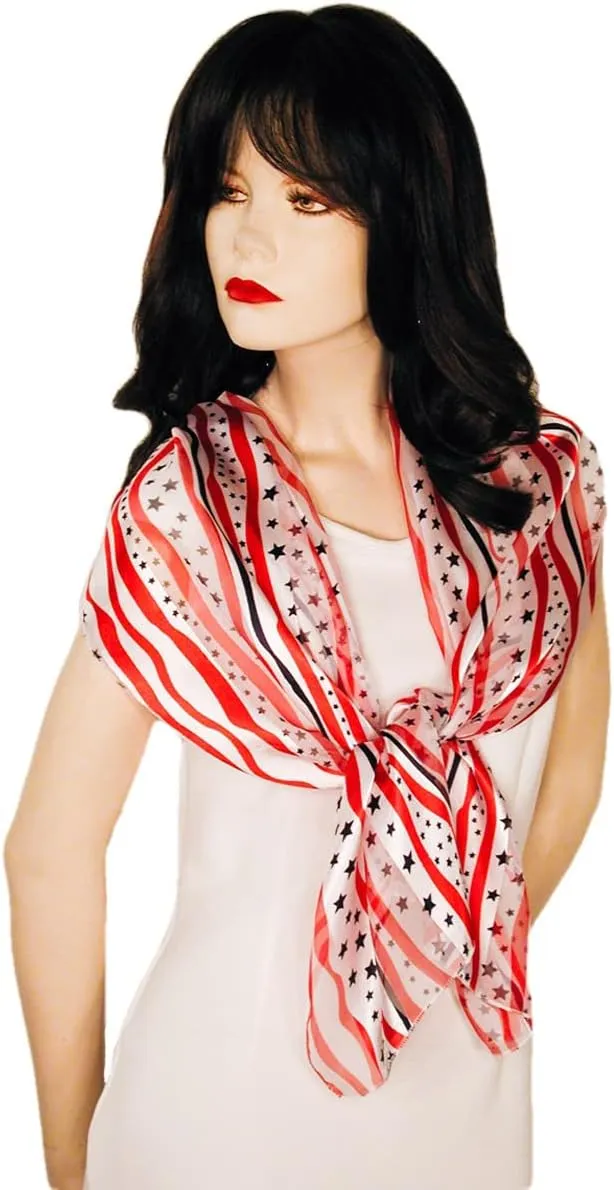American Flag Independence Day 4th of July Long Lightweight Patriotic Scarf