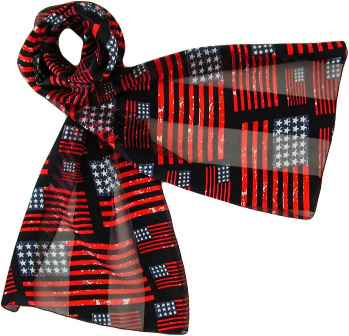 American Flag Independence Day 4th of July Long Lightweight Patriotic Scarf