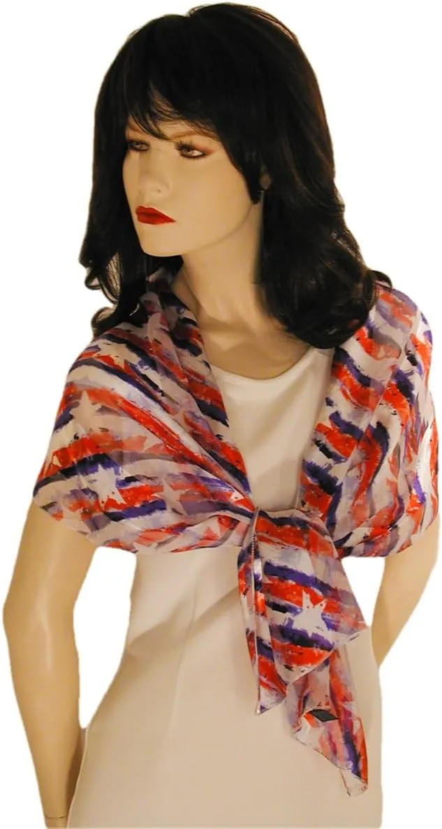 American Flag Independence Day 4th of July Long Lightweight Patriotic Scarf