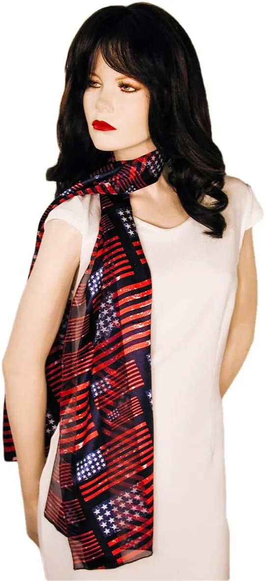 American Flag Independence Day 4th of July Long Lightweight Patriotic Scarf
