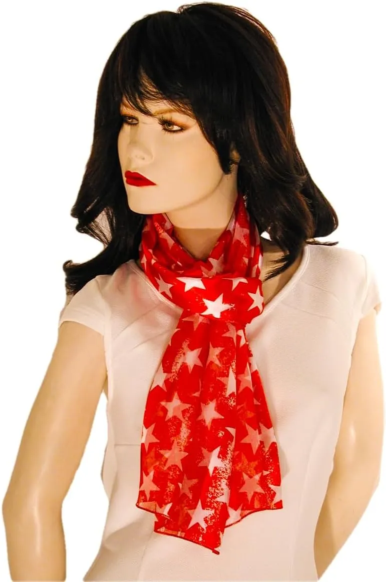 American Flag Independence Day 4th of July Long Lightweight Patriotic Scarf
