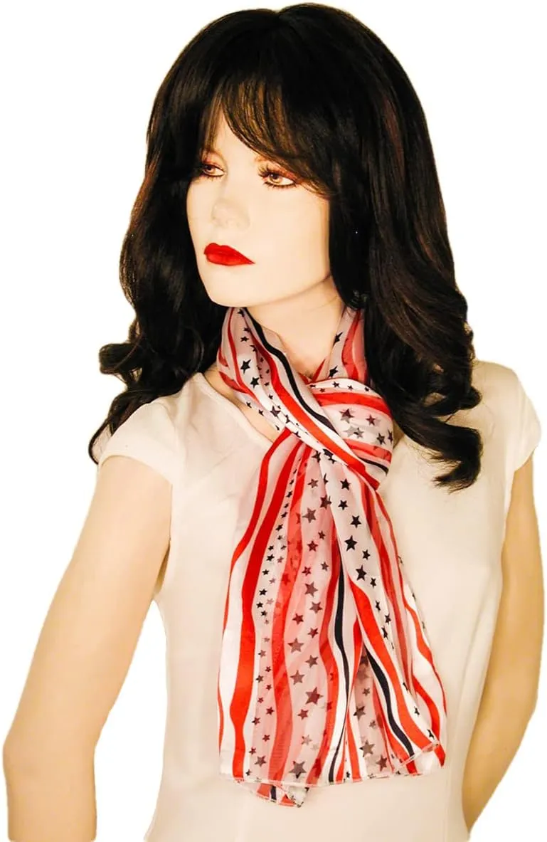 American Flag Independence Day 4th of July Long Lightweight Patriotic Scarf