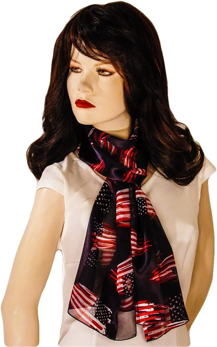 American Flag Independence Day 4th of July Long Lightweight Patriotic Scarf