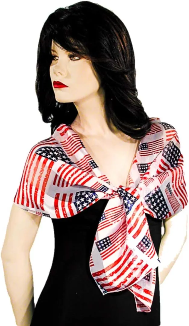 American Flag Independence Day 4th of July Long Lightweight Patriotic Scarf