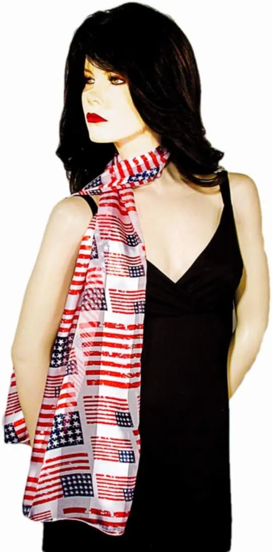 American Flag Independence Day 4th of July Long Lightweight Patriotic Scarf