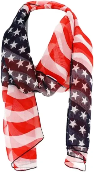American Flag Independence Day 4th of July Long Lightweight Patriotic Scarf