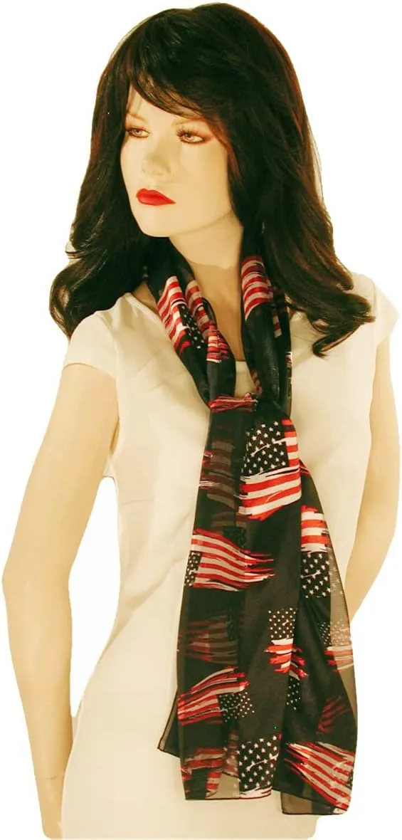American Flag Independence Day 4th of July Long Lightweight Patriotic Scarf