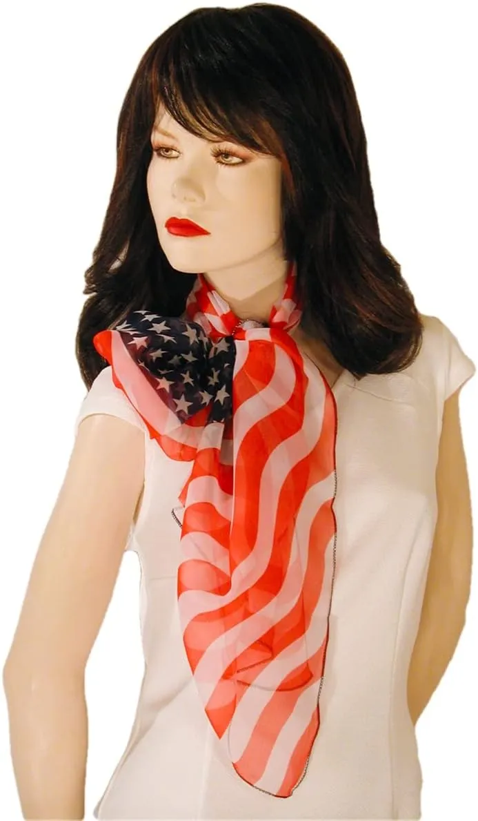American Flag Independence Day 4th of July Long Lightweight Patriotic Scarf