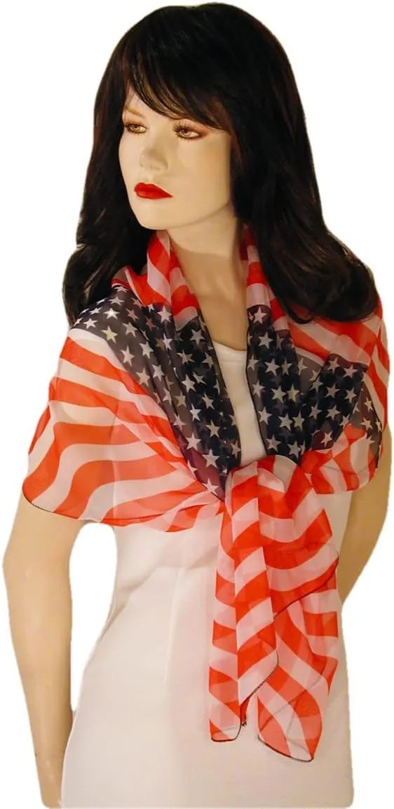 American Flag Independence Day 4th of July Long Lightweight Patriotic Scarf