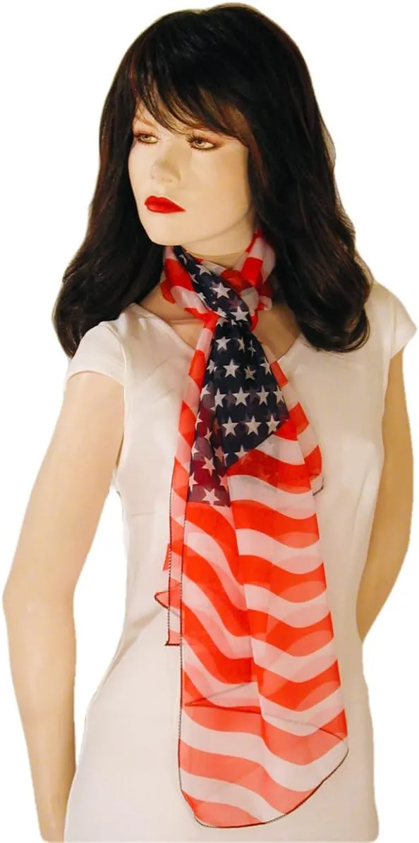 American Flag Independence Day 4th of July Long Lightweight Patriotic Scarf