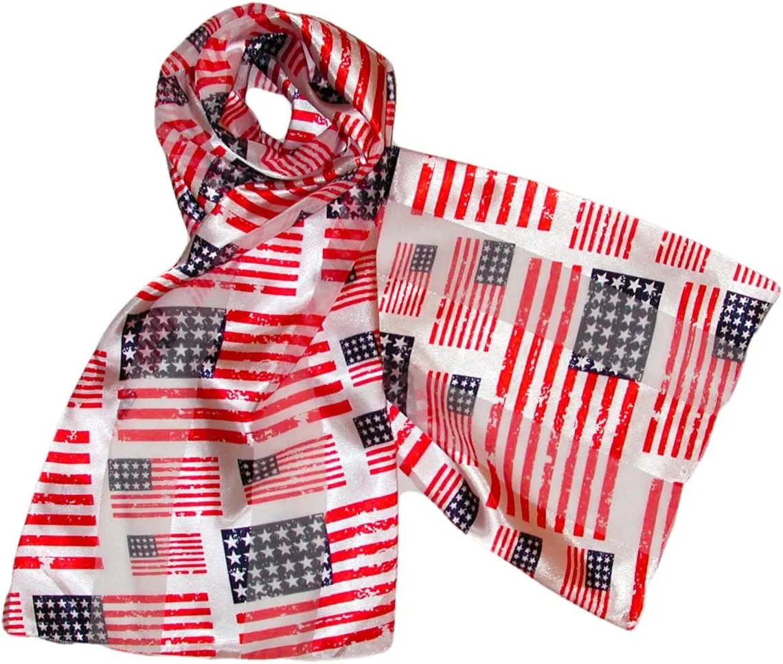 American Flag Independence Day 4th of July Long Lightweight Patriotic Scarf
