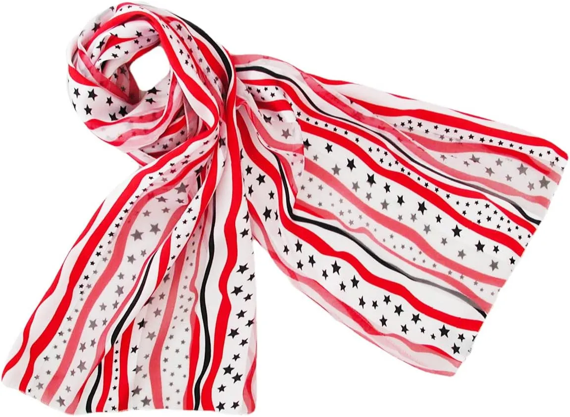 American Flag Independence Day 4th of July Long Lightweight Patriotic Scarf