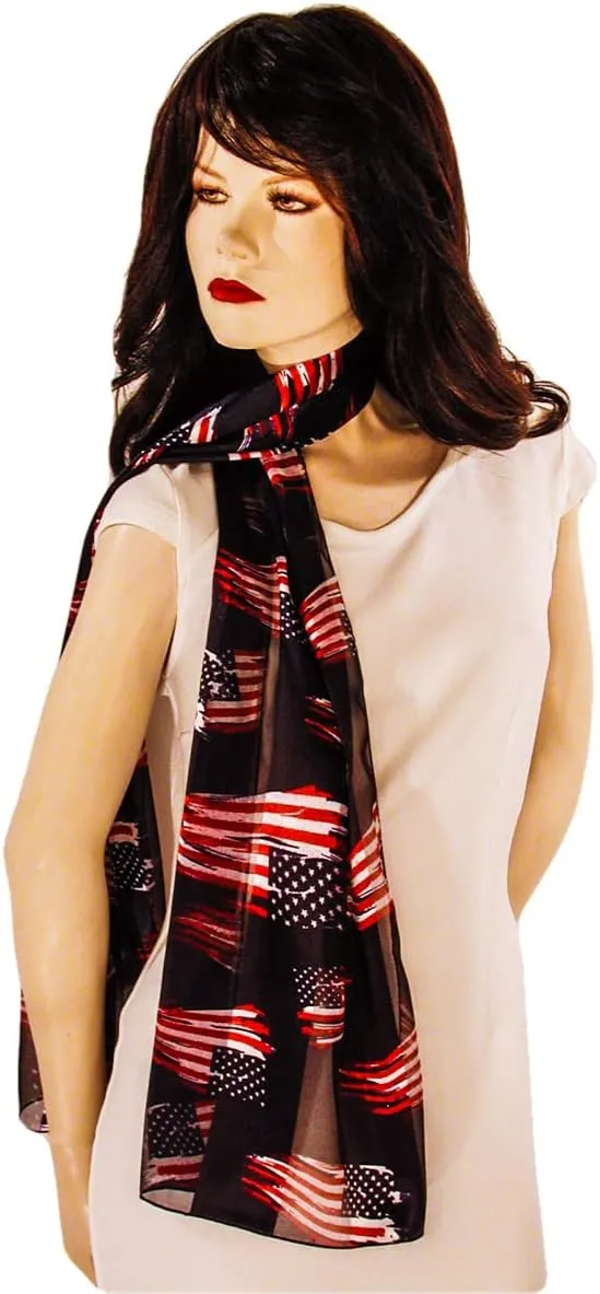 American Flag Independence Day 4th of July Long Lightweight Patriotic Scarf