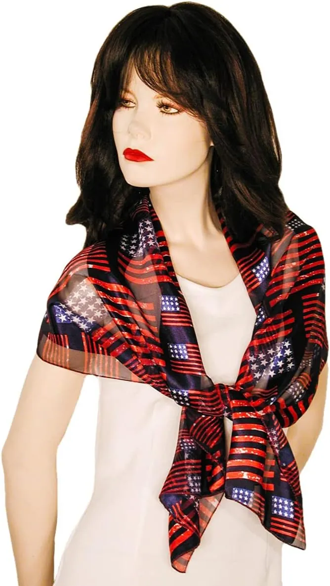 American Flag Independence Day 4th of July Long Lightweight Patriotic Scarf