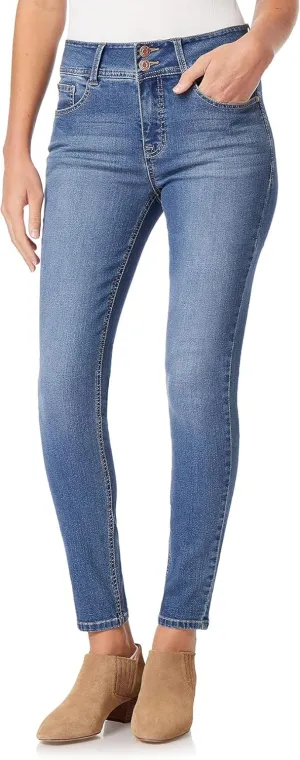 Angels Forever Young Curvy Skinny Jeans for Women, Denim with Contour Waistband- Petite, Midsize, Plus Size - Pacific, 18W