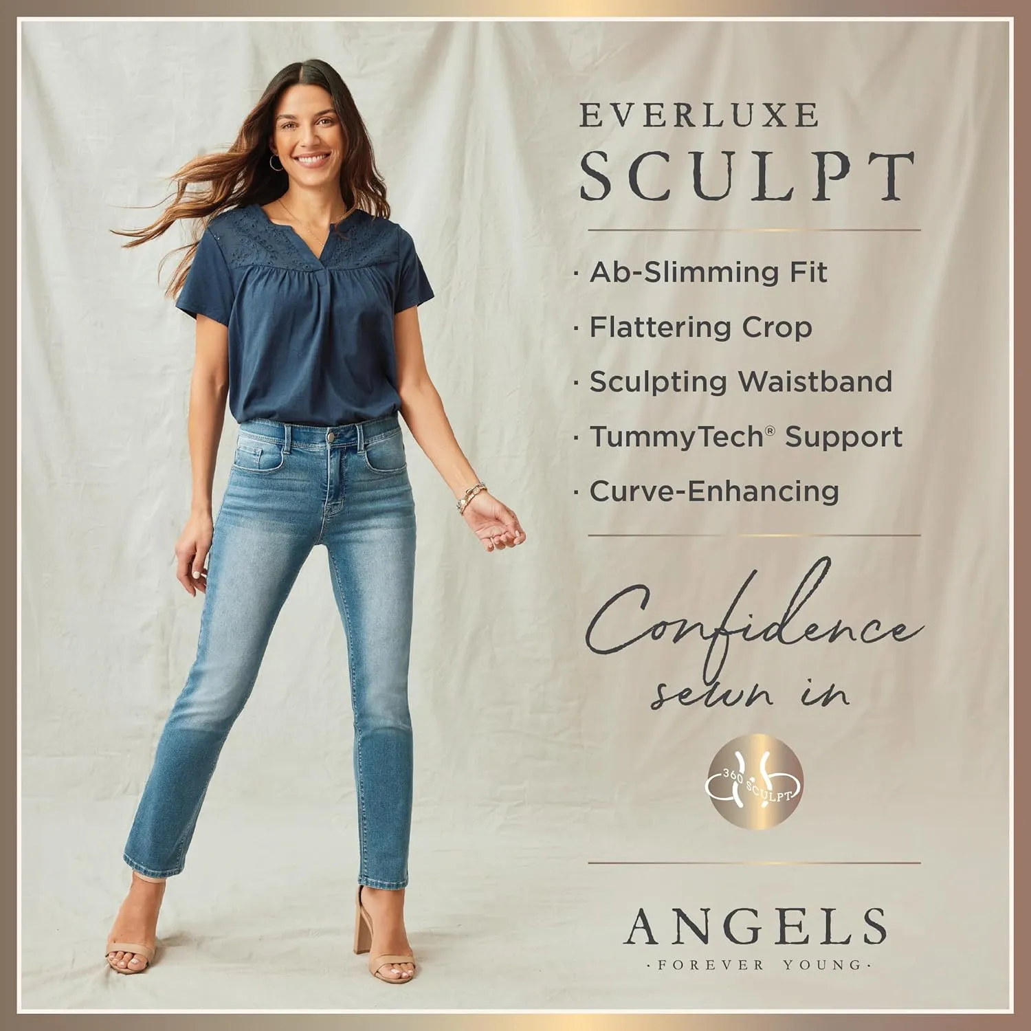 Angels Forever Young Women's Everluxe Sculpt Skinny 17" Side Slit Capri
